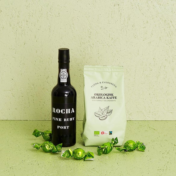 Portvin med Flora & Evergreen økologisk kaffe